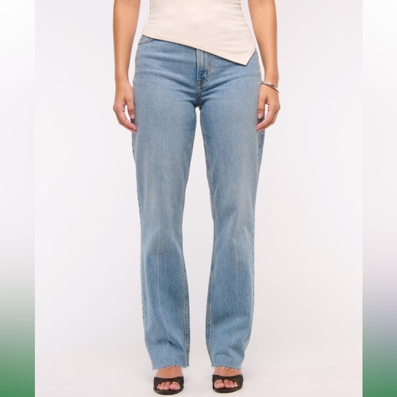 Abercrombie & Fitch Denim - 🆕 A&F Curve Love Vintage Ultra High Rise Raw Hem Straight Leg Denim